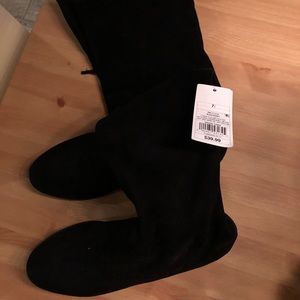 Above the knee black suede boots (never worn)